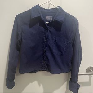 navy blue Universal Thread cropped button up, size xs